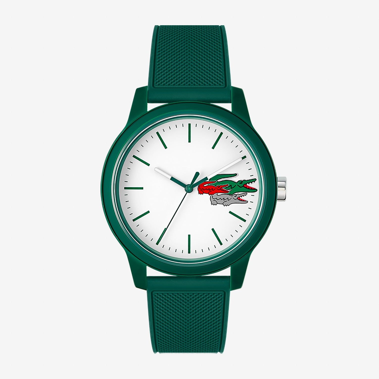 Montre Lacoste.12.12 Holiday à 3 aiguilles - Modèle blanc avec bracelet vert en silicone